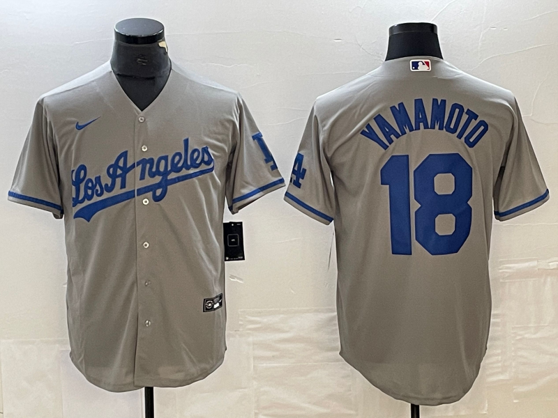 Men's Los Angeles Dodgers Yoshinobu Yamamoto #18 Gray Jersey